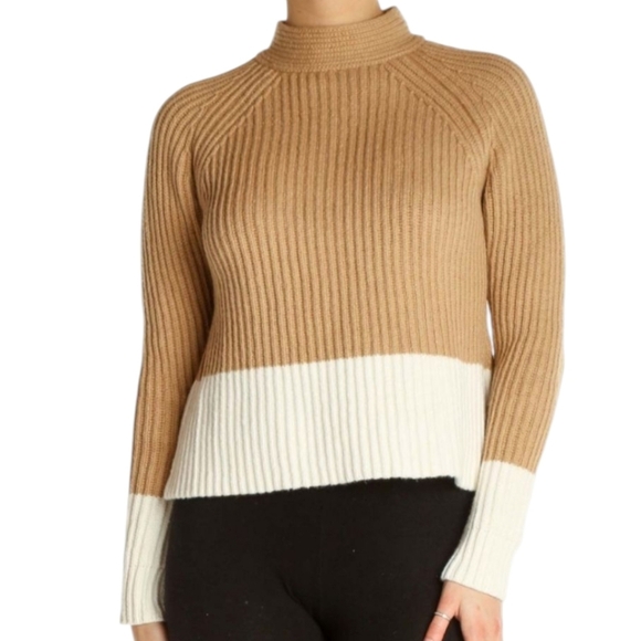 Banana Republic Sweaters - New Banana Republic Sweater Tan/Ivory Neutral Ribbed Knit Cotton Blend Cropped